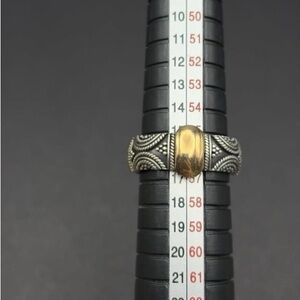 Suarti Indonesia Bali Solid 925 Silver & 18K 750 Yellow gold Ring Size 7 3/4